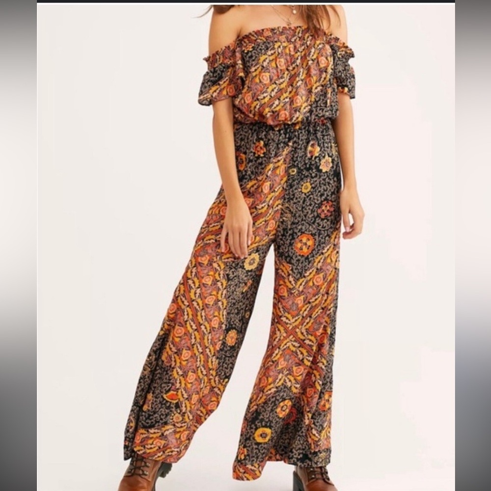 NWOT FREE PEOPLE Carmen off shoulder wide leg jumpsuit